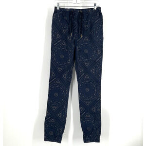 Zanerobe Jogger Pants 30 Navy Bandana Print Elastic Waist Drawstring Gorpcore